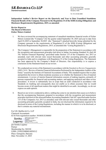 Thumbnail Eicher Motors Financial Statement 2025-q3