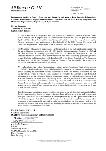 Thumbnail Eicher Motors Financial Statement 2025-q4