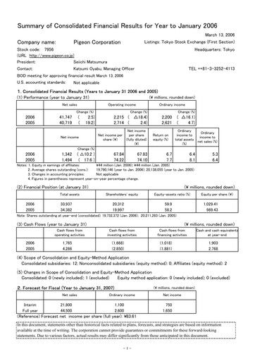 Thumbnail Pigeon Financial Statement fy2006
