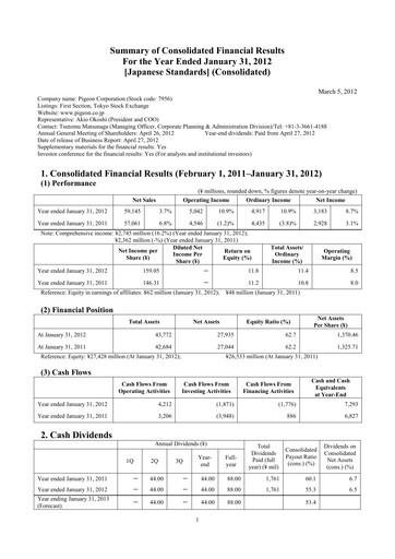 Thumbnail Pigeon Financial Statement fy2012