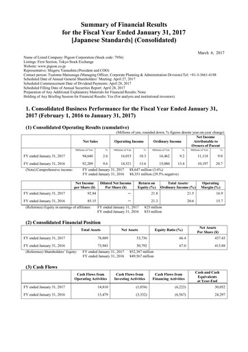 Thumbnail Pigeon Financial Statement fy2017