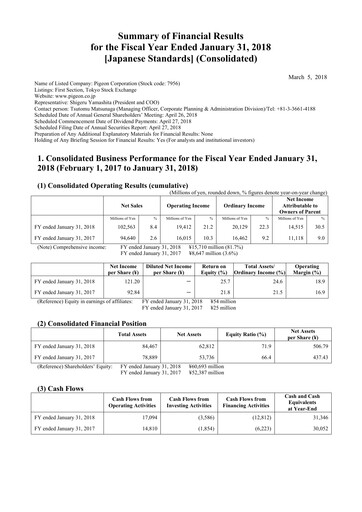 Thumbnail Pigeon Financial Statement fy2018