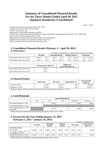 Thumbnail Pigeon Quarterly Report 2011-q1