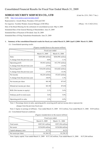 Thumbnail ALSOK Financial Statement fy2009