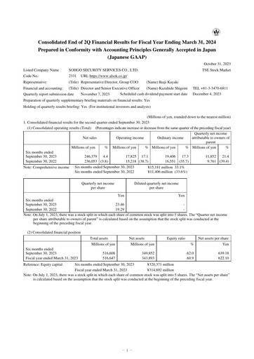 Miniature ALSOK Rapport semestriel fy2024-h1