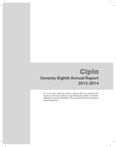 Thumbnail Cipla Annual Report 2013-2014