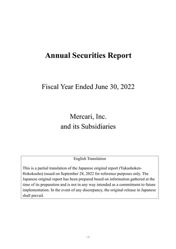 Thumbnail Mercari Annual Report 2021-2022