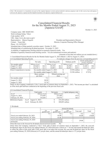 Thumbnail ABC-Mart Half-year Report 2023
