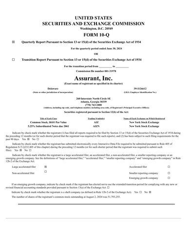 Thumbnail Assurant Quarterly Report 2024-q2