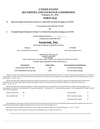Thumbnail Assurant Quarterly Report 2026-q2