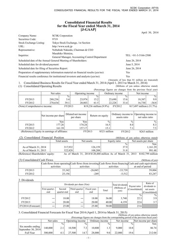 Thumbnail SCSK Corporation
 Financial Report 2014
