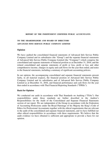 Thumbnail Advanced Info Service (AIS) Financial Statement 2016