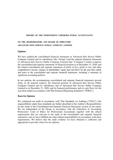 Thumbnail Advanced Info Service (AIS) Financial Statement 2020