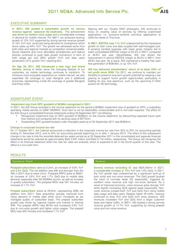 Thumbnail Advanced Info Service (AIS) Quarterly Report 2011-q3
