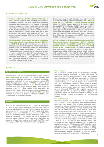 Thumbnail Advanced Info Service (AIS) Quarterly Report 2012-q3
