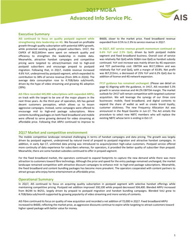 Thumbnail Advanced Info Service (AIS) Quarterly Report 2017-q2