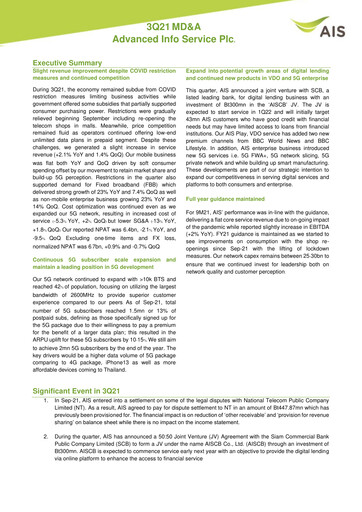 Thumbnail Advanced Info Service (AIS) Quarterly Report 2021-q3