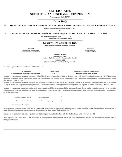 Thumbnail Supermicro Quarterly Report 2022-q3