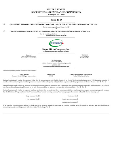 Thumbnail Supermicro Quarterly Report 2025-q3