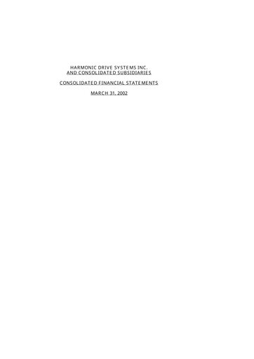Thumbnail Harmonic Drive Systems
 Financial Statement fy2001