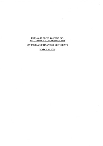 Thumbnail Harmonic Drive Systems
 Financial Statement fy2006