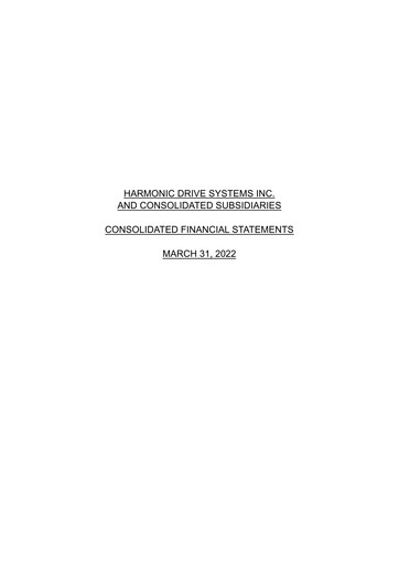 Thumbnail Harmonic Drive Systems
 Financial Statement fy2021