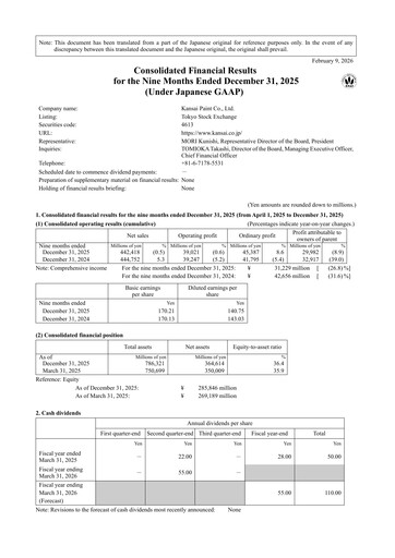 Thumbnail Kansai Paint
 Quarterly Report 2025-q3