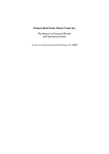 Thumbnail Nomura Real Estate Master Fund Financial Statement 2026-h1