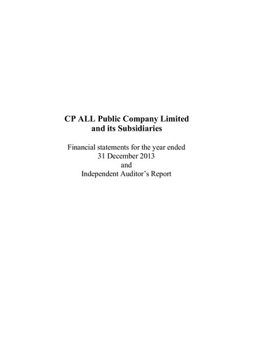 Thumbnail CP All
 Financial Statement 2013