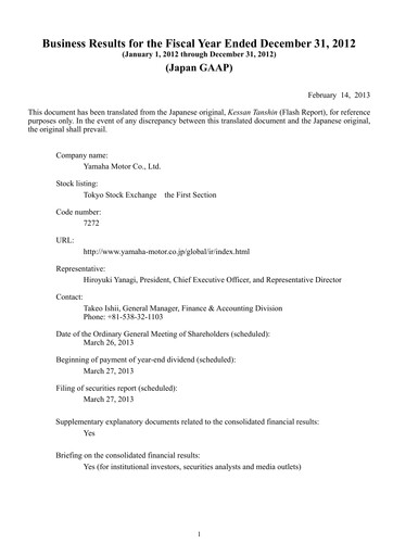 Thumbnail Yamaha Motor Financial Statement 2012