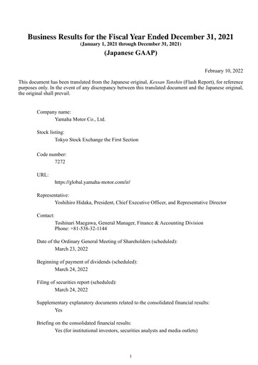 Thumbnail Yamaha Motor Financial Statement 2021