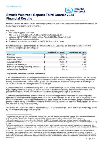 Vorschaubild Smurfit Westrock Quartalsbericht 2024-q3