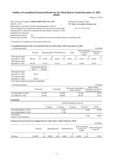 Thumbnail Nippon Shinyaku Quarterly Report 2022-q3