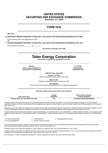 Thumbnail Talen Energy Quarterly Report 2024-q3