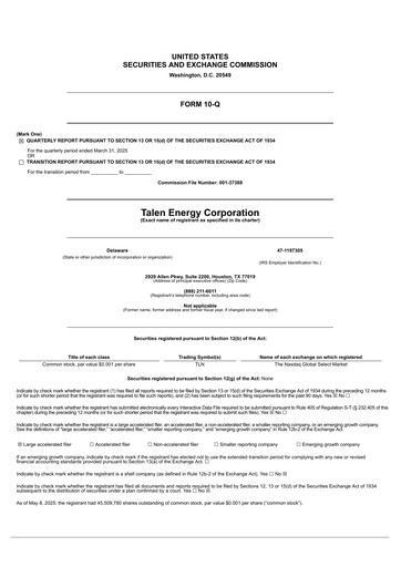 Thumbnail Talen Energy Quarterly Report 2025-q1