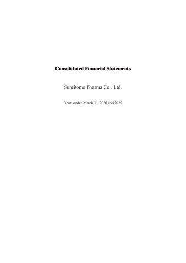 Thumbnail Sumitomo Pharma
 Financial Statement fy2026
