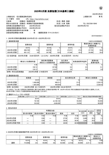 Thumbnail Meitetsu
 Financial Report fy2025