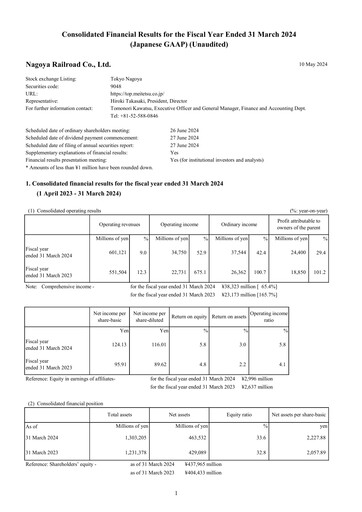 Thumbnail Meitetsu
 Financial Statement fy2024