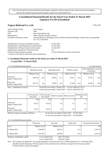 Thumbnail Meitetsu
 Financial Statement fy2025