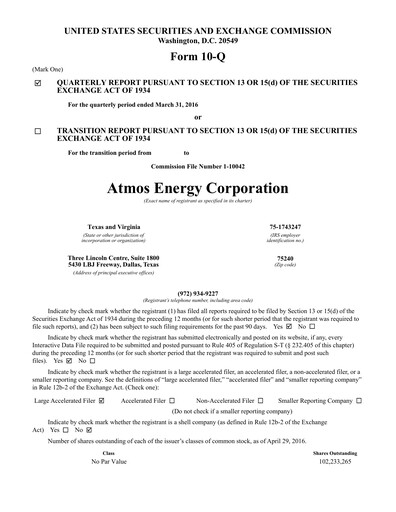 Thumbnail Atmos Energy Quarterly Report 2016-q2