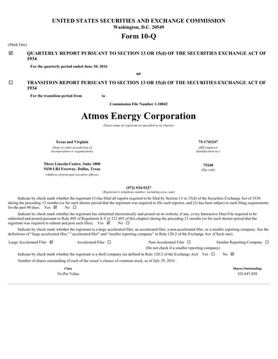 Thumbnail Atmos Energy Quarterly Report 2016-q3