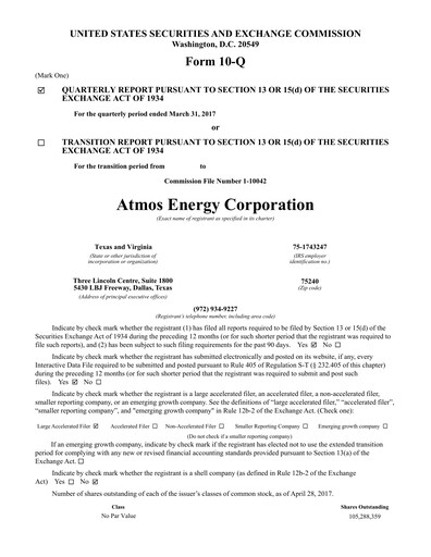Thumbnail Atmos Energy Quarterly Report 2017-q2