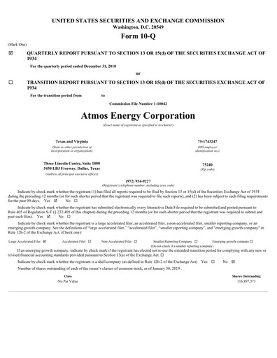Thumbnail Atmos Energy Quarterly Report 2019-q1