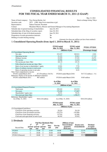 Thumbnail Toyo Suisan Financial Statement fy2011