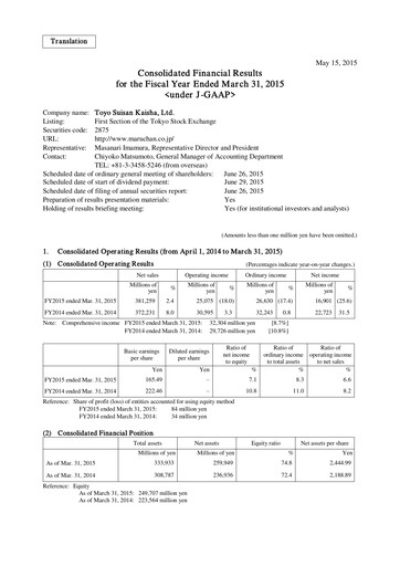 Thumbnail Toyo Suisan Financial Statement fy2015