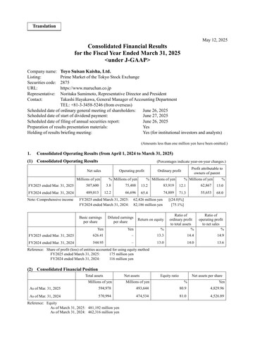 Thumbnail Toyo Suisan Financial Statement fy2025