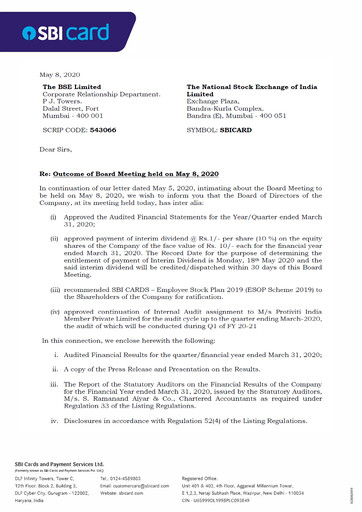 Thumbnail SBI Card Quarterly Report 2019-q4