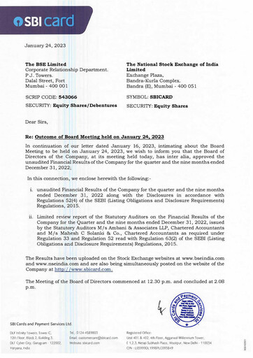 Thumbnail SBI Card Quarterly Report 2022-q3