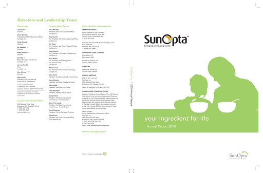 Thumbnail SunOpta Annual Report 2010