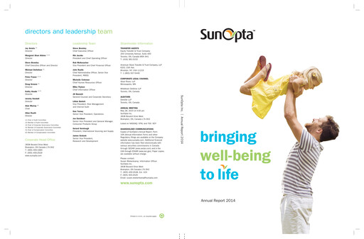 Thumbnail SunOpta Annual Report 2014